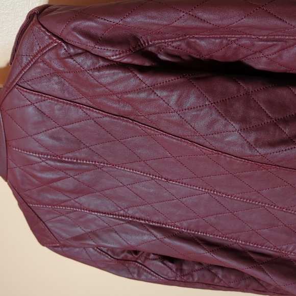 Iparelde Quilted Asymmetrical Maroon Quilted Moto Leather Jacket XS/S (label XL) - Picture 8 of 13